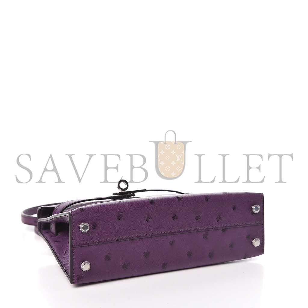 H**mes master ostrich mini kelly ii sellier violine (19*12*5.5cm)